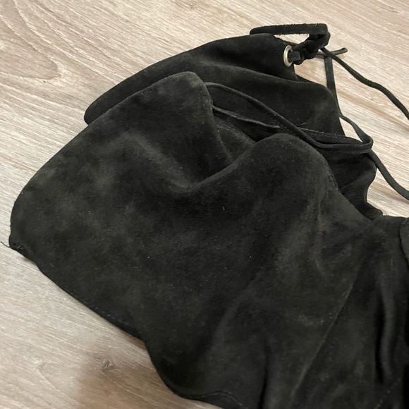 Mid calf high, slouchy leather upper boots with back tassel detail & alm… - Picture 3 of 4